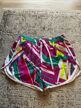 Fila Women's Geo-Print Athletic Shorts - Pink, Green & Yellow